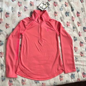 Girls pink Under Armour fitted long sleeve shirt